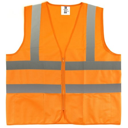 TR INDUSTRIAL Orange Knitted Safety Vest, Size Small, 2Pocket W Zipper, 5PK TR88033-5PK